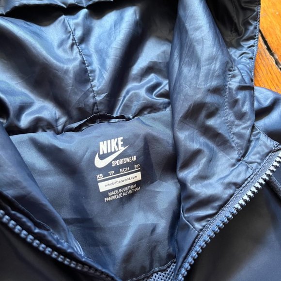 Vintage Y2K‎ Nike Sportswear Women's Dark Slate Blue Zip Up Hooded Track Jacket - Picture 5 of 5